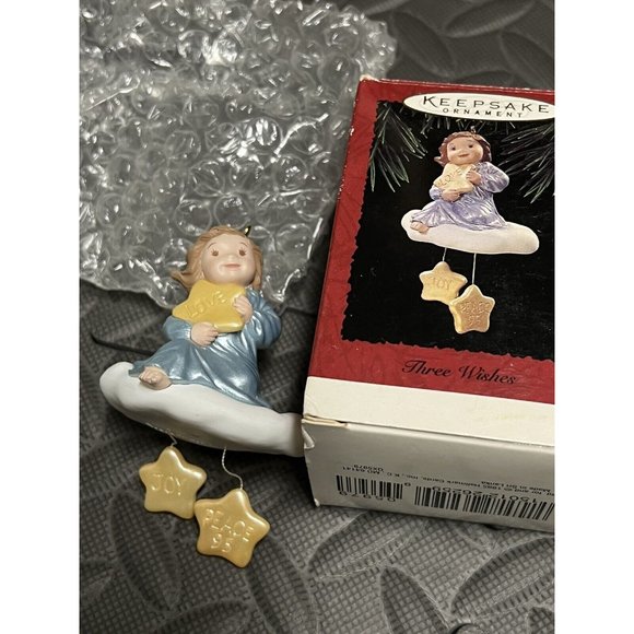 Hallmark Keepsake Ornament Handcrafted 1995 Three Wishes Angel Vintage Christmas - Picture 3 of 8